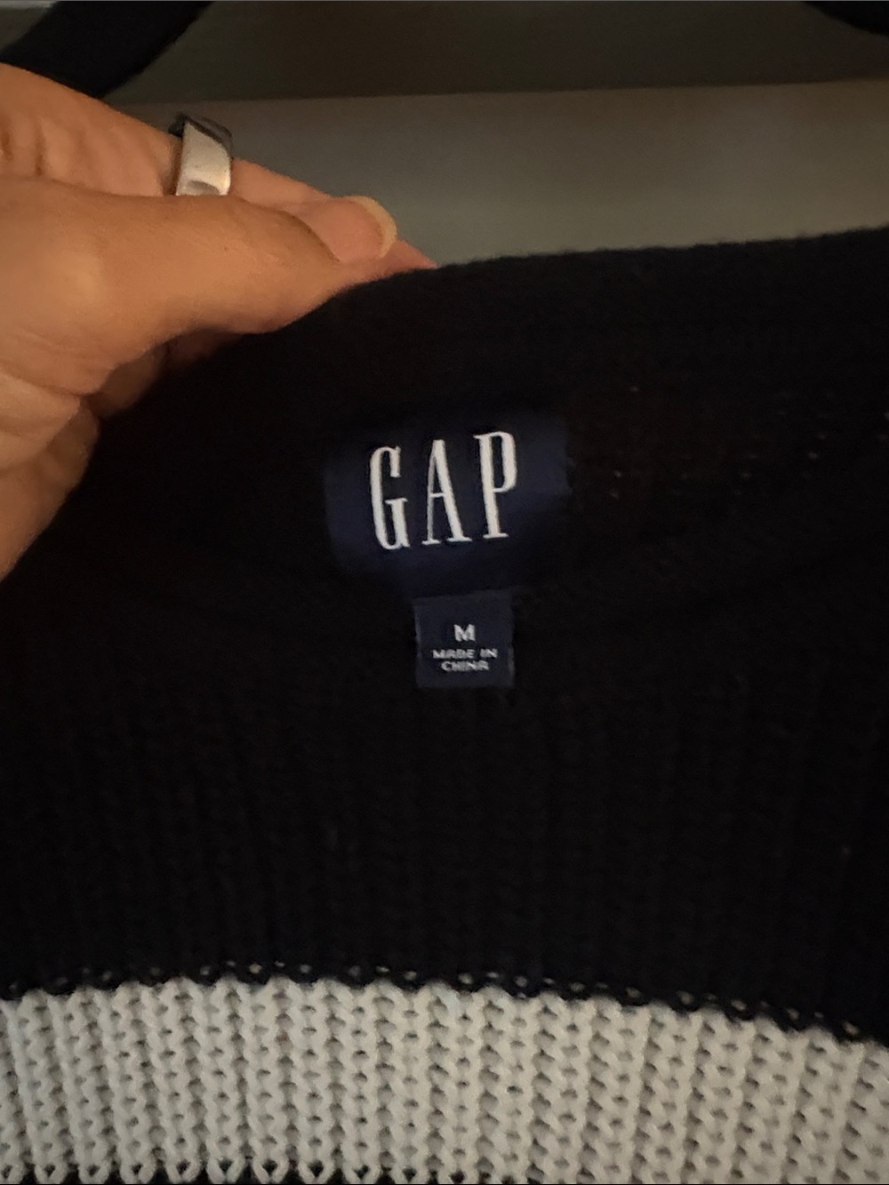 GAP 100% Cotton Black and White Striped Roll Neck Sweater - Picture 4 of 6